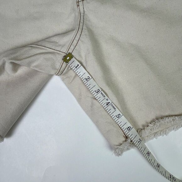J Crew Mid Length Denim Bermuda Shorts Ecru Beige Cotton Denim Cut Offs Women 31 - Picture 6 of 13